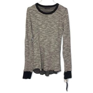 Olympia Theodora Gray Long Sleeve Waffle Thermal Thumbholes Knit Tunic